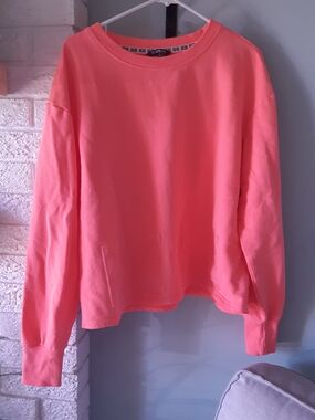 Bebe Sport Neon Coral Sweatshirt - Crew Neck Pullover